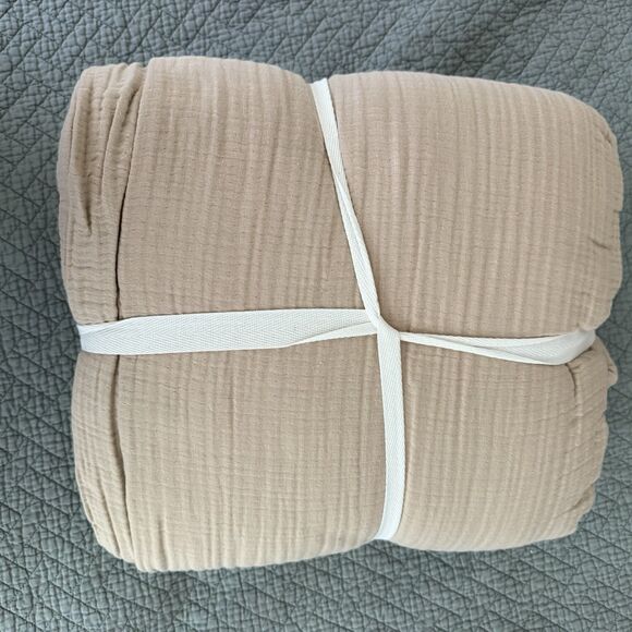 NEW Quince Organic Cotton 4-Layer Airy Gauze Duvet Cover King/Cal King, Dune Tan - Picture 7 of 9